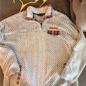 Southern Marsh Textured Pullover with Plaid Accents